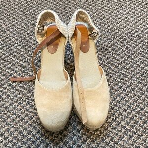 Suede cream colored wedges